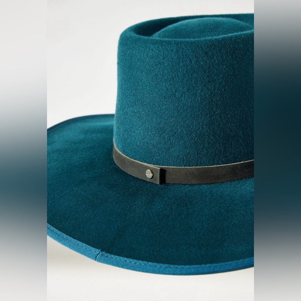 ‼️RARE‼️🎸WYETH🎸🔥NWT🔥Teal Wide Brim Hat with Black Band - Picture 3 of 16
